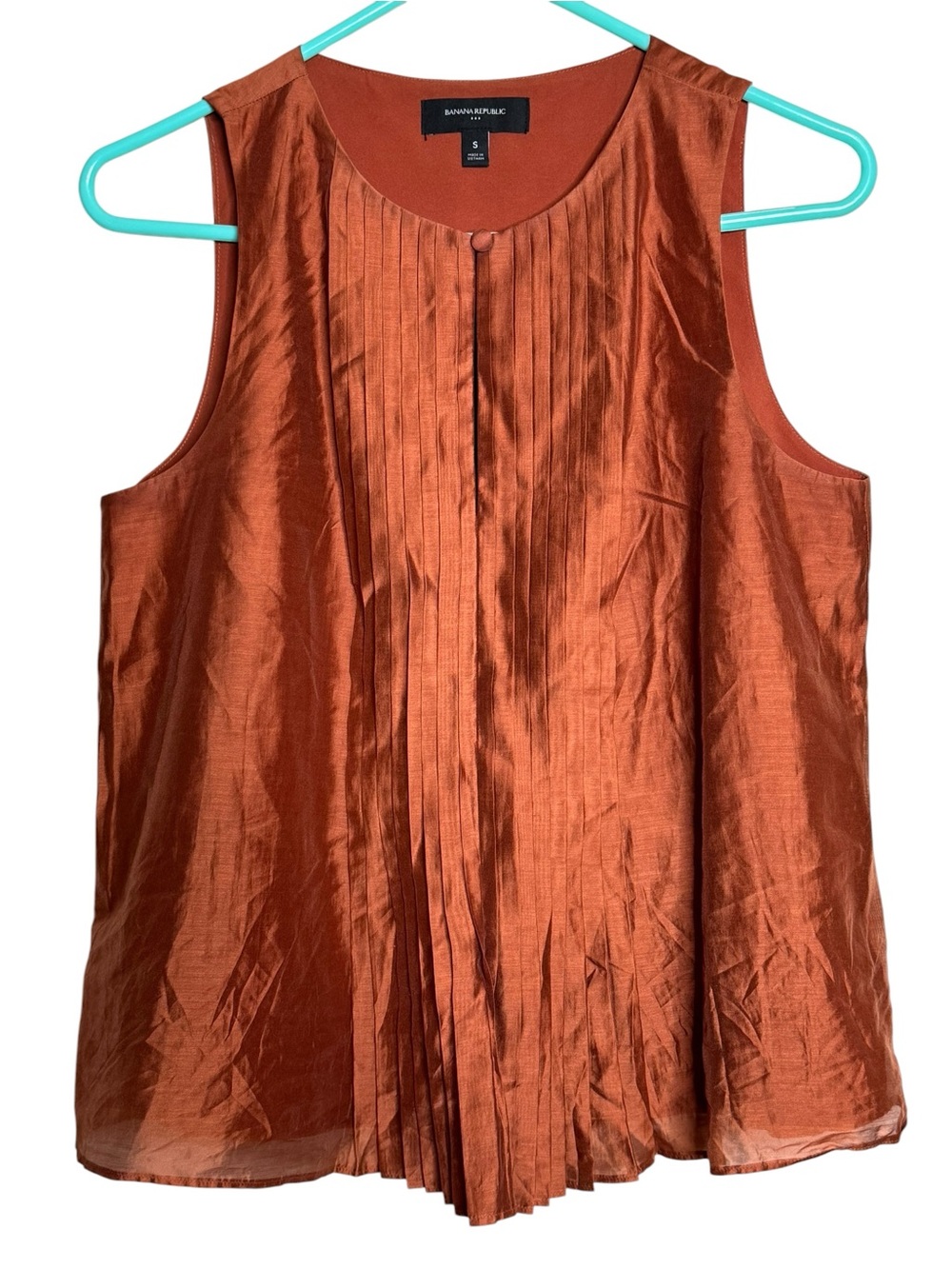 Banana Republic Copper Pleated Sleeveless Blouse Size S